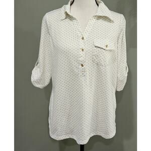 Emily Daniels Petite Medium Short Sleeve One Pocket‎ Dot Blouse